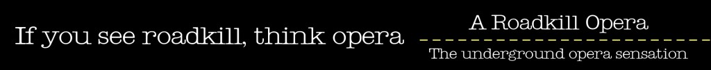 Banner text--If you see roadkill, think opera. A Roadkill Opera: The underground opera sensation
