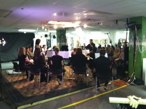 Photo of a backstage view of the workshop concert performance of A Roadkill Opera at Artomatic 2012 in Crystal City, Arlington, Virginia