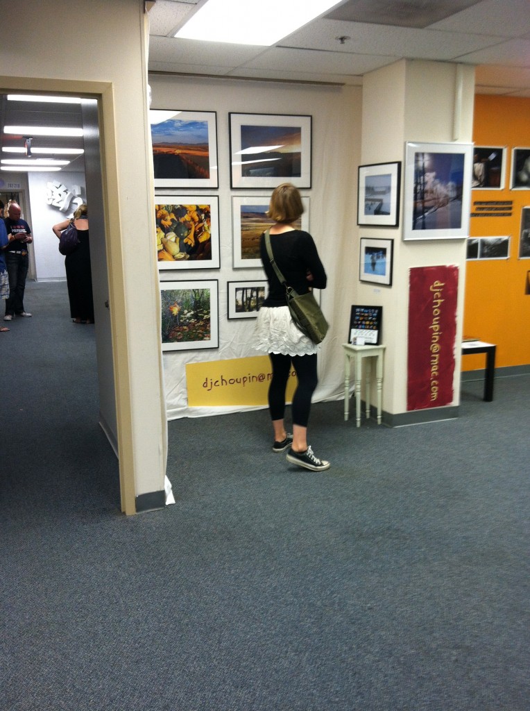 Photo of woman admiring DJ Choupin's photographs