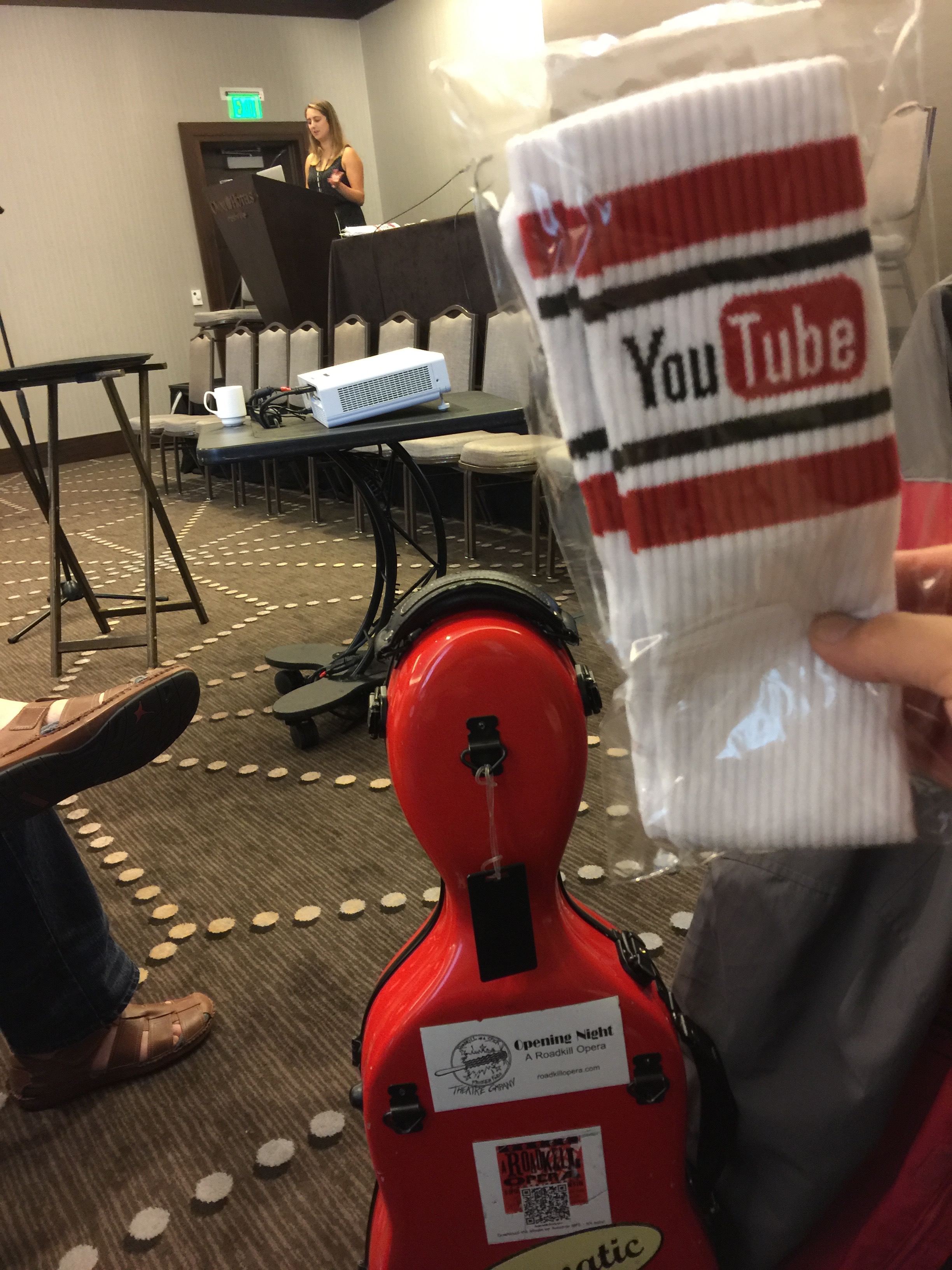 Photo of YouTube swag--tube socks at CD Baby's DIY Musicians Conference 2017 in Nashville, Tennessee