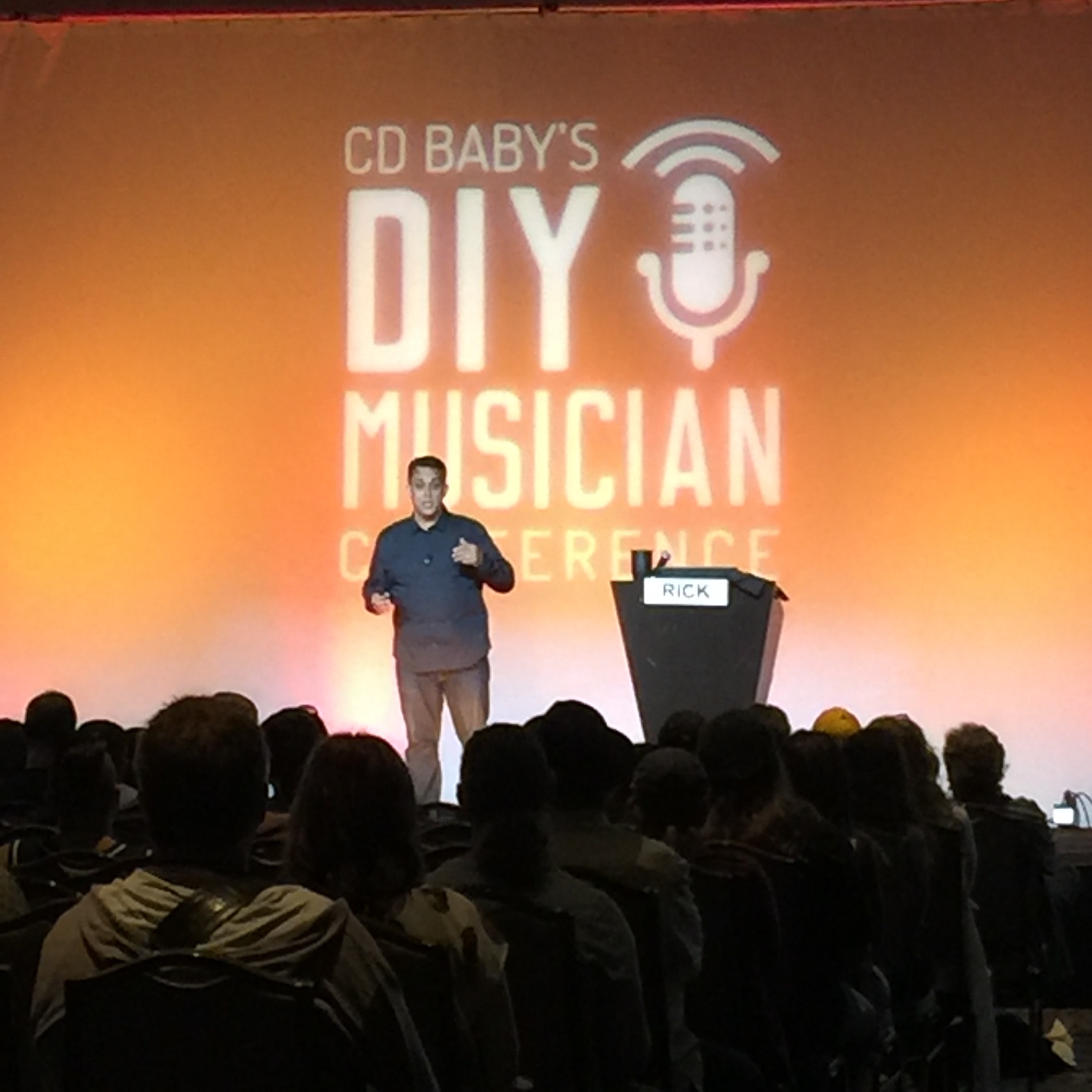 Photo of Rick Barker keynote at CD Baby's DIY MUsicians Conference 23017 in Nashville, Tennessee 