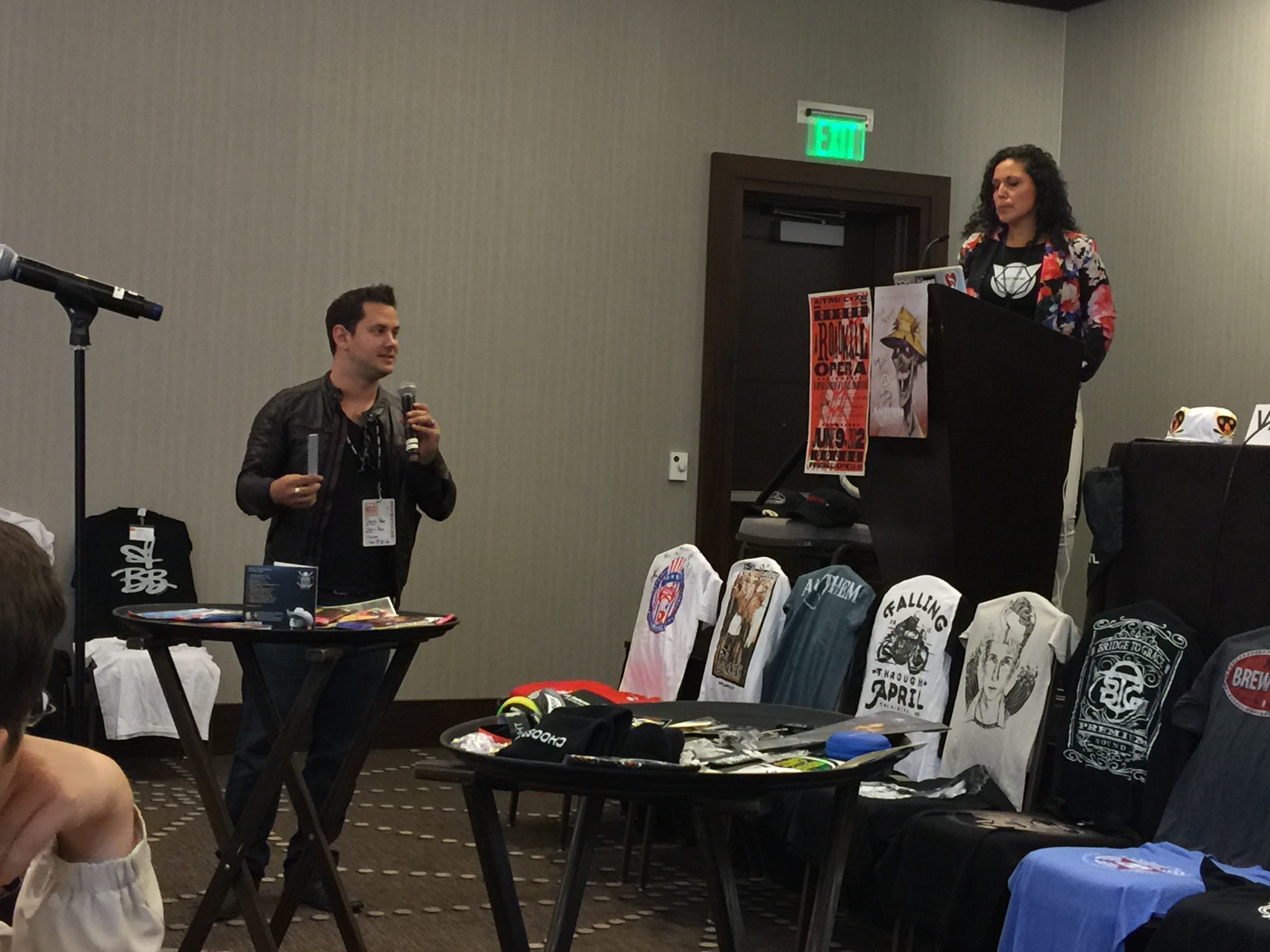 Photo of David Paige and Merch Cat's Vanessa Ferrer at CD Baby's DIY Musicians Conference 2017