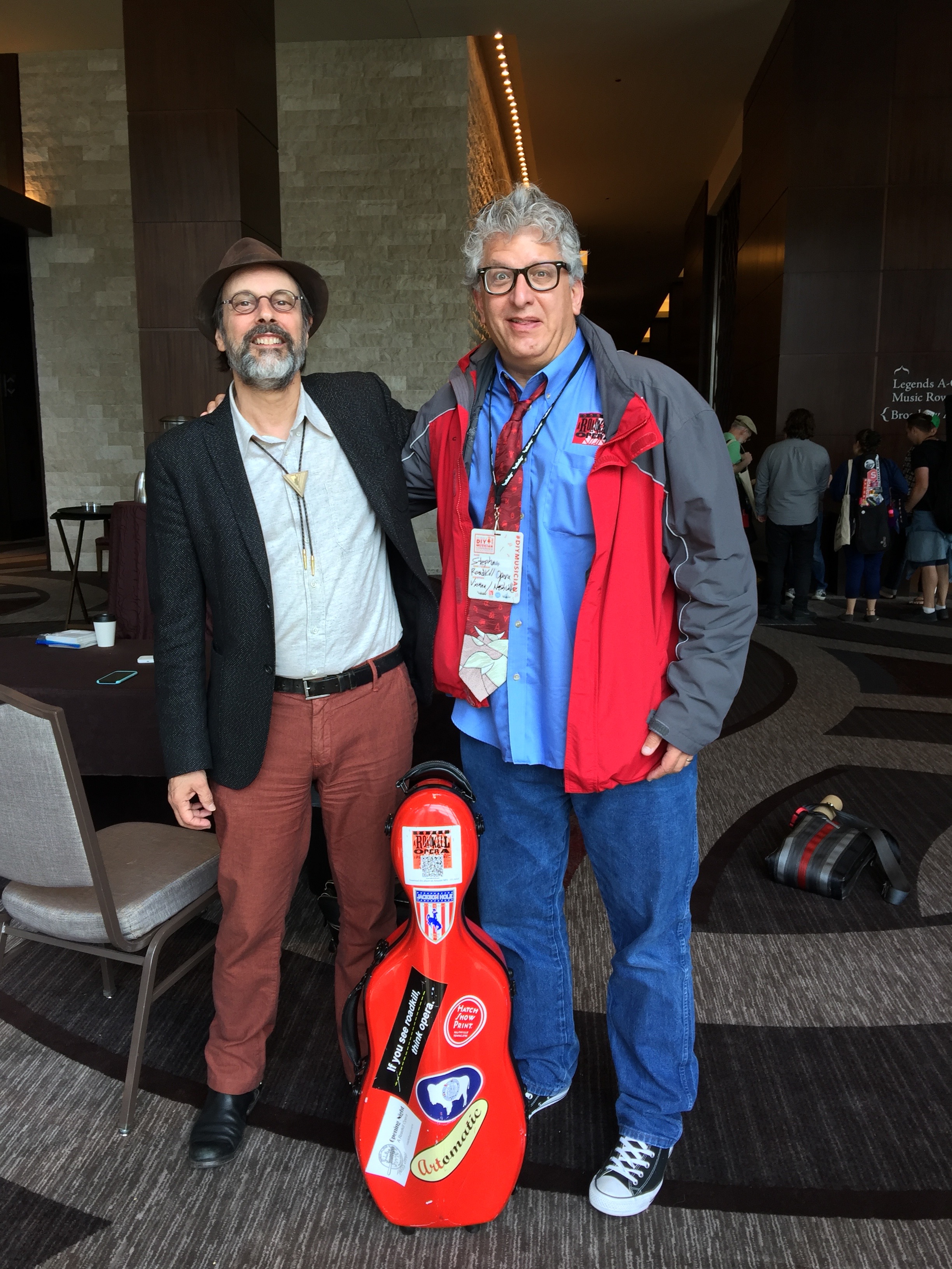 Photo of Bob Boilen of NPR Music's All Songs Considered and A Roadkill Opera's Librettist/Executive Producer Stephan Alexander Parker at CD Baby's DIY Musicians Conference 2017 in Nashville, Tennessee