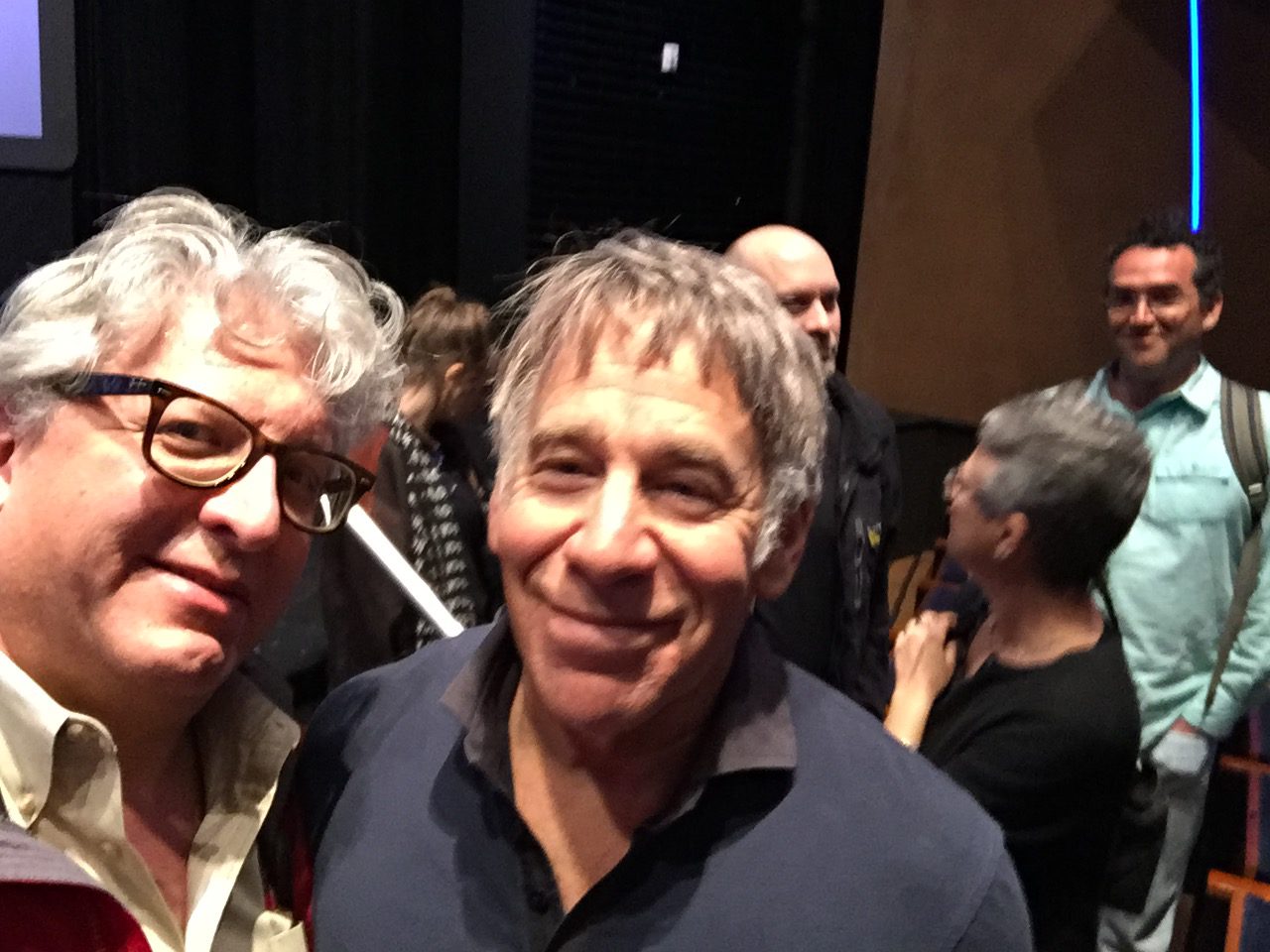 Photo of A Roadkill Opera's librettist Stephan Alexander Parker and Broadway composer/lyricist Stephen Schwartz (Wicked, Godspell, Pippin, The Magic Show, Schikaneder) at the ASCAP Musical Theatre Workshop LA 2018 at the Wallis Theatre.